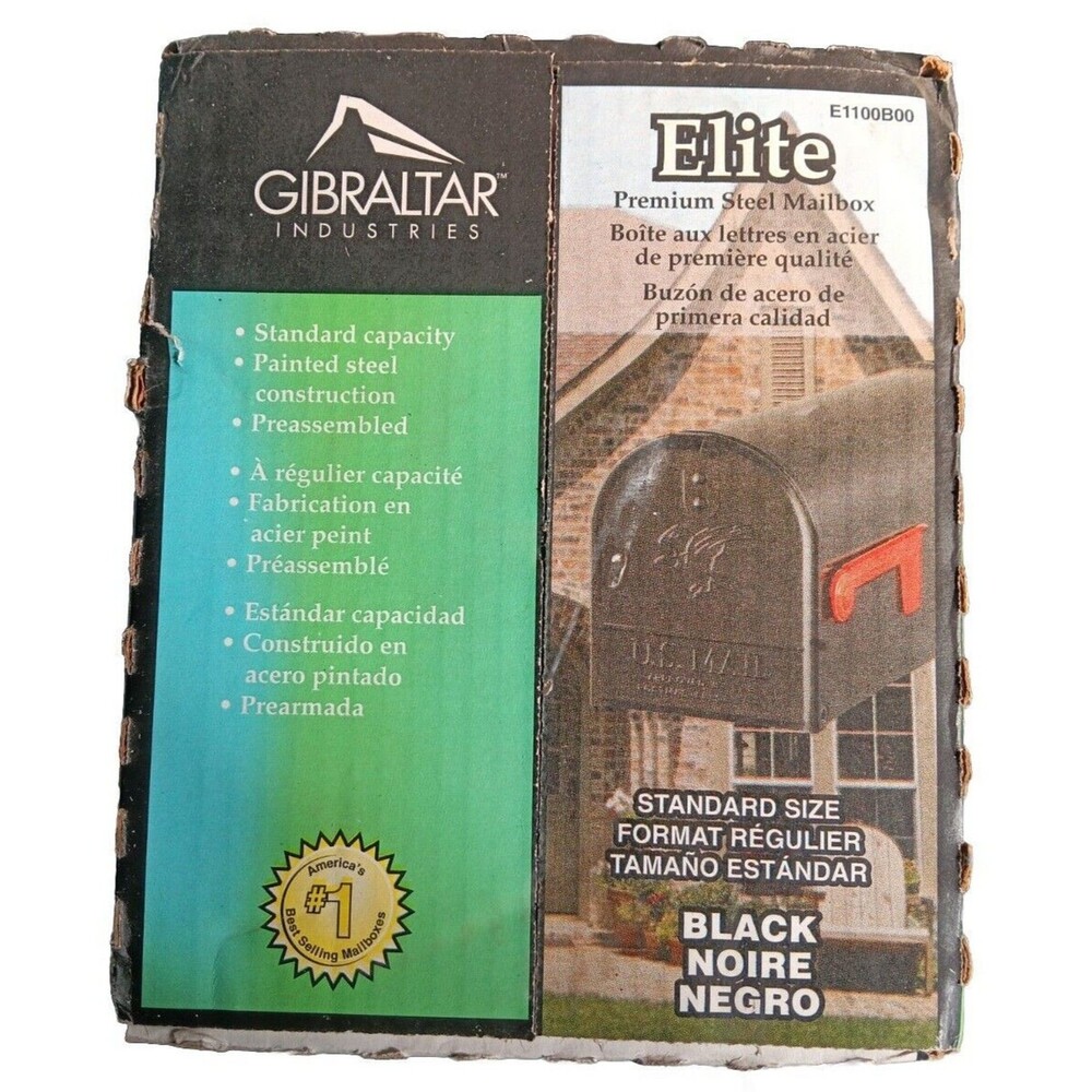 Gibraltar E1100B00 Standard Size Galvanized Steel Rural Mailbox Black